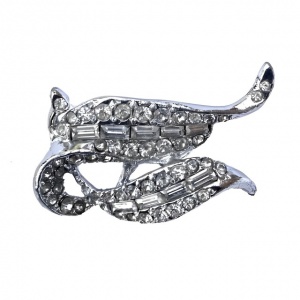 Vintage Silver Tone and Diamante Brooch by Hollywood