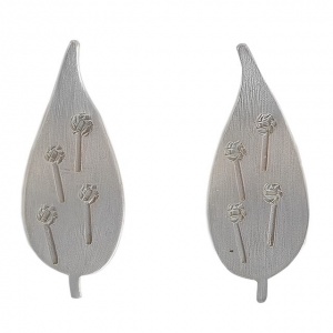 Vintage Silver Tone Leaf Norway Clip On Earrings