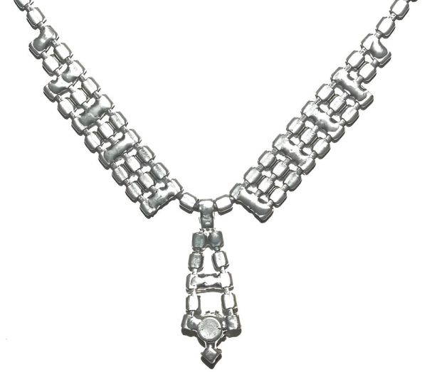 Vintage Turquoise Glass and Diamante Necklace circa 1950s