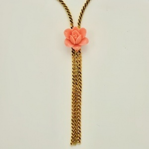 West 18ct Gold Plated Necklace Faux Coral Flower circa 1980s